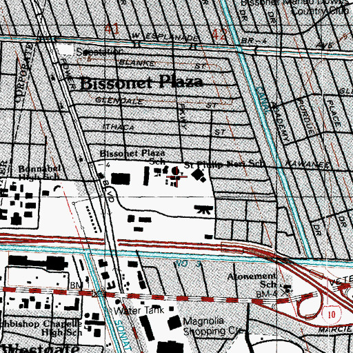 Topographic Map of Saint Philip Neri School, LA