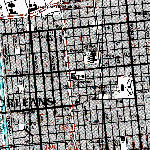Topographic Map of Saint Raphael School, LA