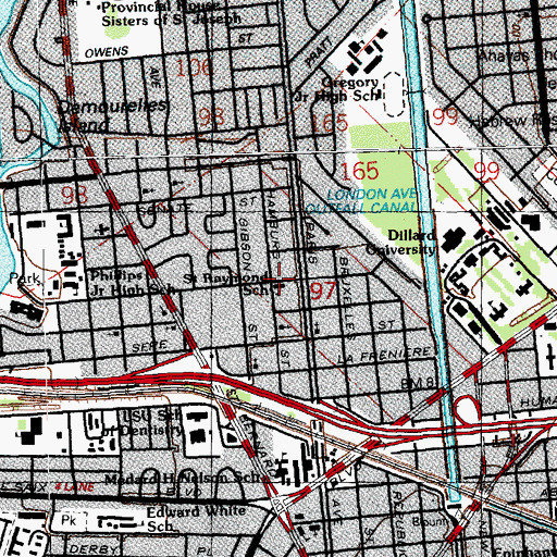 Topographic Map of Saint Raymond Elementary School (historical), LA