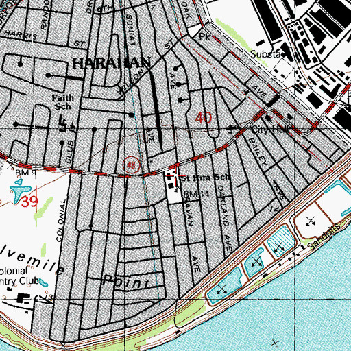 Topographic Map of Saint Rita Catholic School, LA