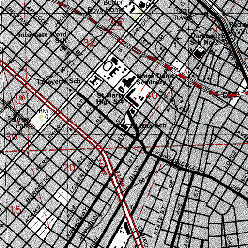 Topographic Map of Saint Rita Catholic Central School, LA