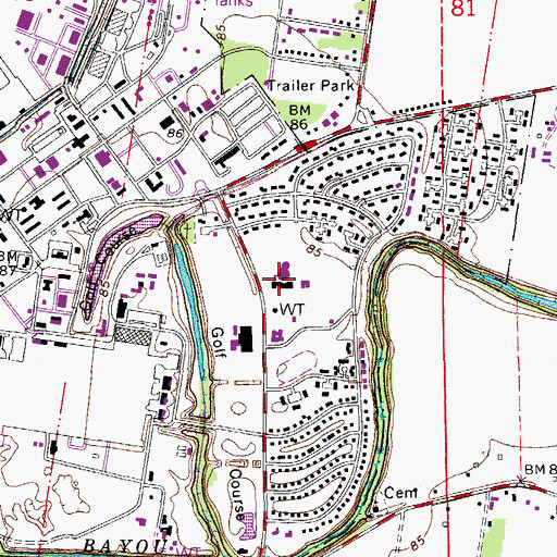 Topographic Map of Saint Rita School, LA