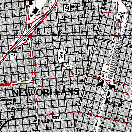 Topographic Map of Saint Roch Cemetery 1, LA
