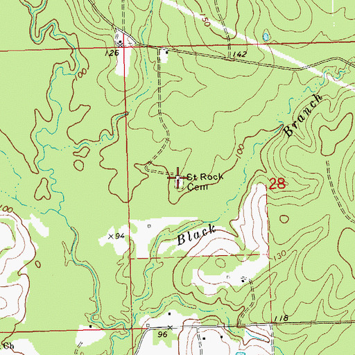 Topographic Map of Saint Rock Cemetery, LA