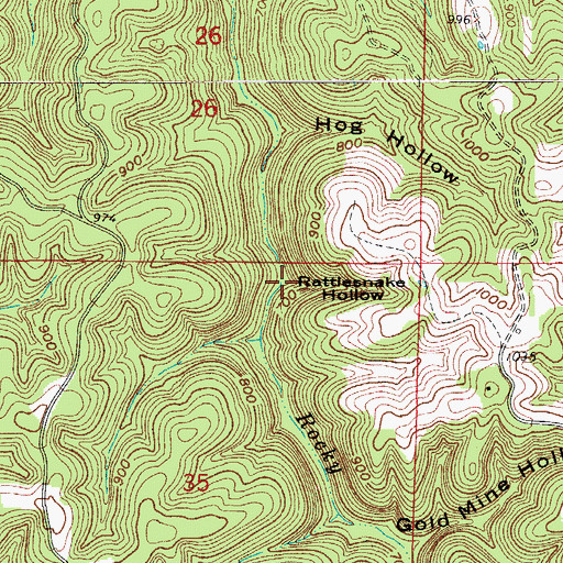 Topographic Map of Rattlesnake Hollow, AR