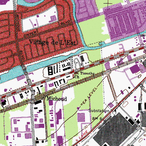 Topographic Map of Saint Timothy Church, LA