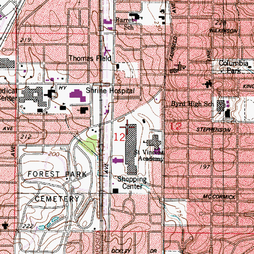Topographic Map of Saint Vincent Academy, LA