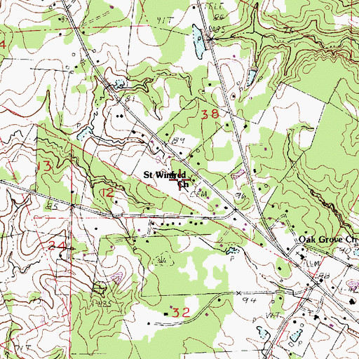 Topographic Map of Saint Winfred Church, LA