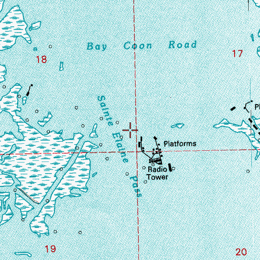 Topographic Map of Sainte Elaine Pass, LA