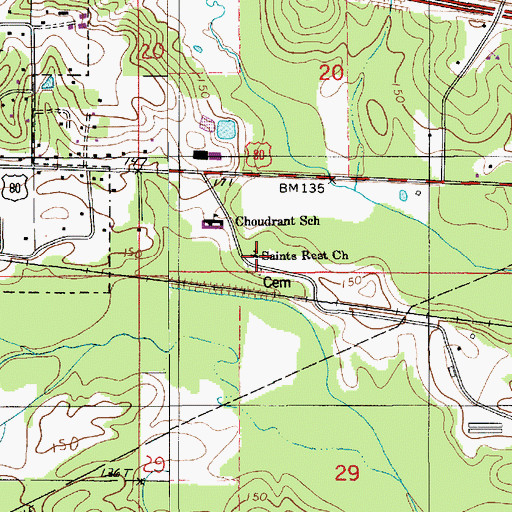 Topographic Map of Saints Rest Church, LA