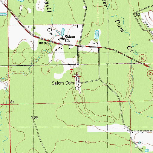 Topographic Map of Salem Cemetery, LA