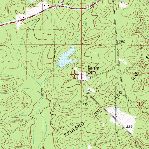 Topographic Map of Salem Cemetery, LA