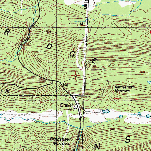 Topographic Map of Rattlesnake Narrows, AR