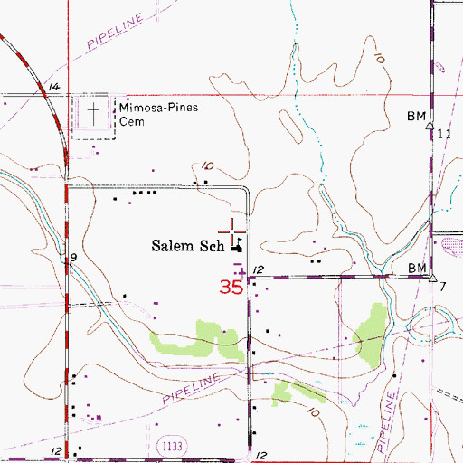 Topographic Map of Vincent Settlement Elementary School, LA