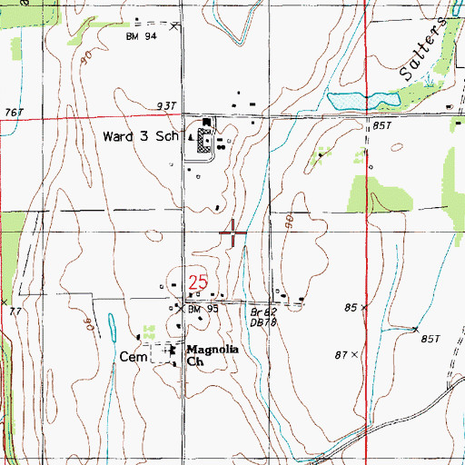 Topographic Map of Sallers Bayou, LA
