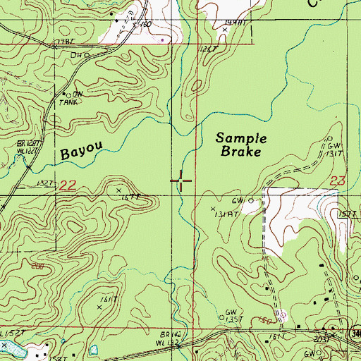 Topographic Map of Sample Brake, LA