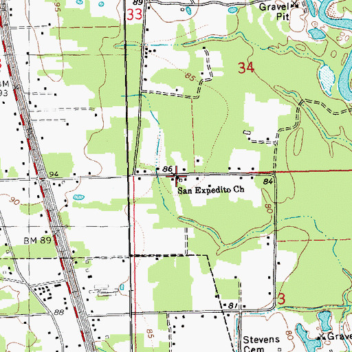 Topographic Map of San Expedito Church, LA