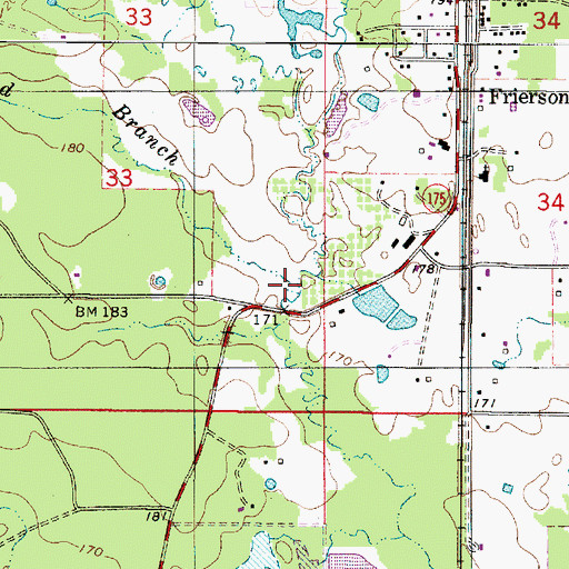 Topographic Map of Sand Branch, LA