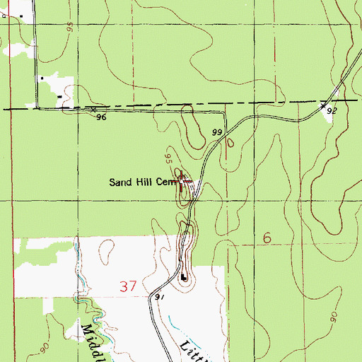 Topographic Map of Sand Hill Cemetery, LA