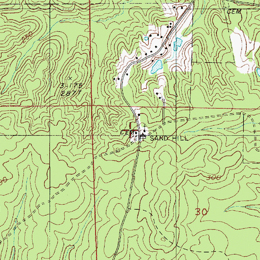 Topographic Map of Sand Hill School, LA