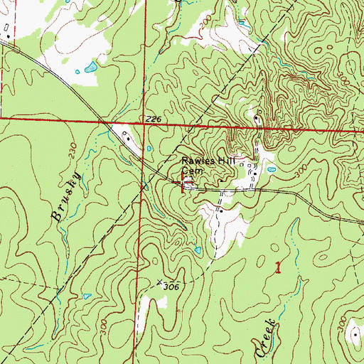 Topographic Map of Rawles Hill Cemetery, AR