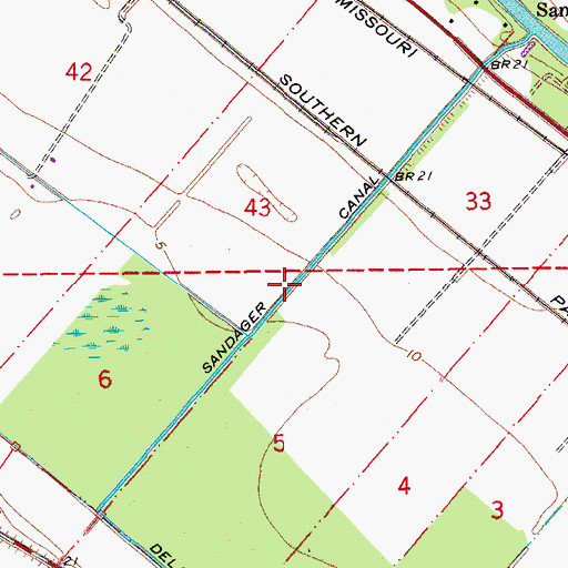 Topographic Map of Sandager Canal, LA