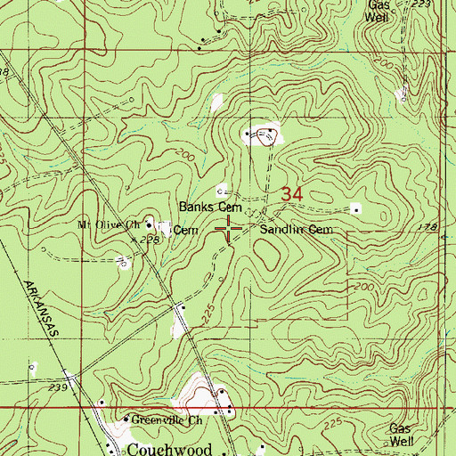 Topographic Map of Sandin Cemetery, LA