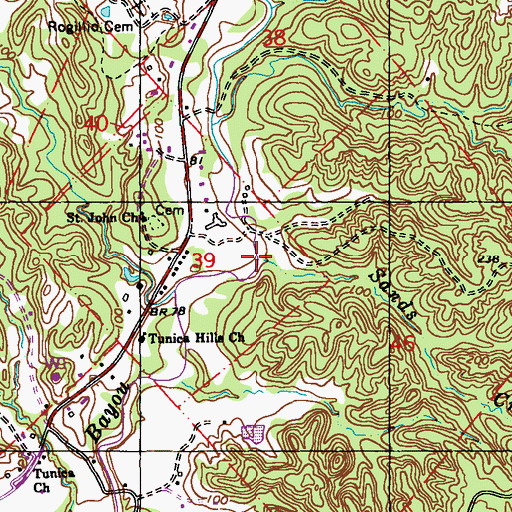 Topographic Map of Sands Creek, LA