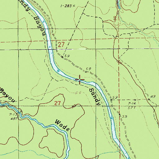 Topographic Map of Sandy Bayou, LA
