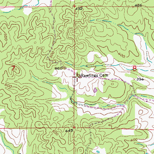 Topographic Map of Rawlings Cemetery, AR