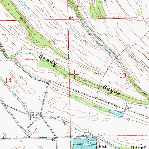 Topographic Map of Sandy Bayou, LA