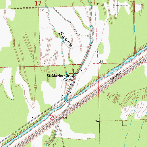 Topographic Map of Sandy Bayou, LA