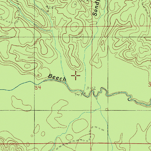 Topographic Map of Sandy Creek, LA