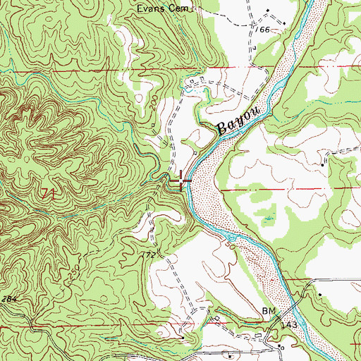 Topographic Map of Sandy Creek, LA
