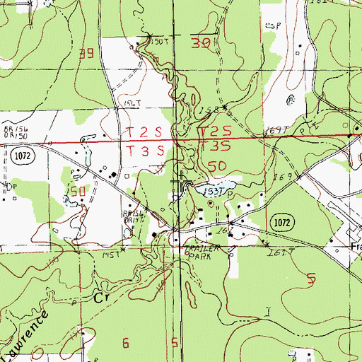 Topographic Map of Sandy Hollow Creek, LA