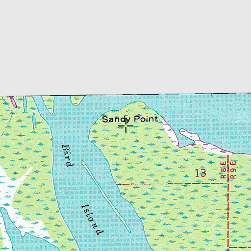 Topographic Map of Sandy Point, LA