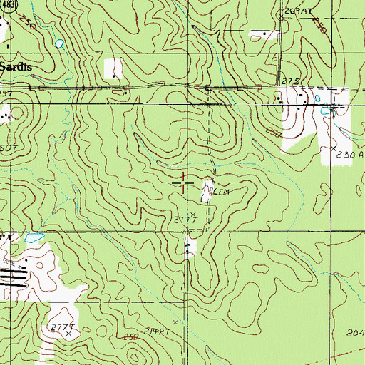 Topographic Map of Sardis Cemetery, LA