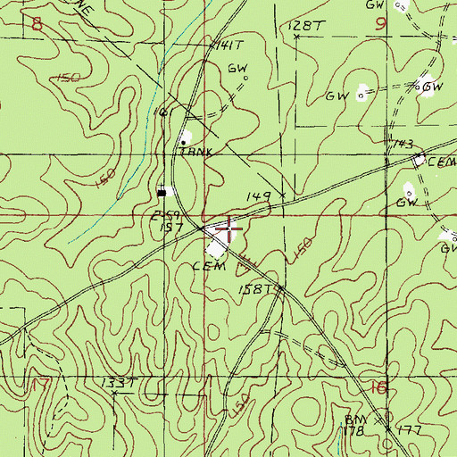 Topographic Map of Sardis Church, LA