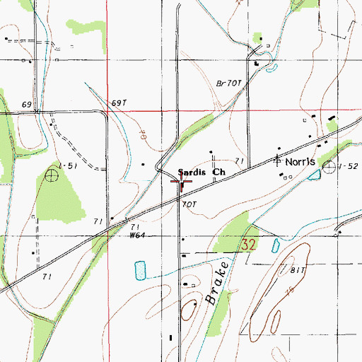 Topographic Map of Sardis Church, LA