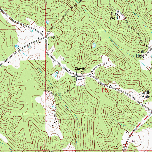 Topographic Map of Sardis Church, LA