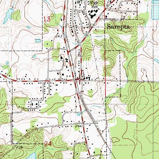 Topographic Map of Sarepta, LA