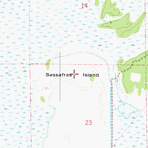 Topographic Map of Sassafras Island, LA