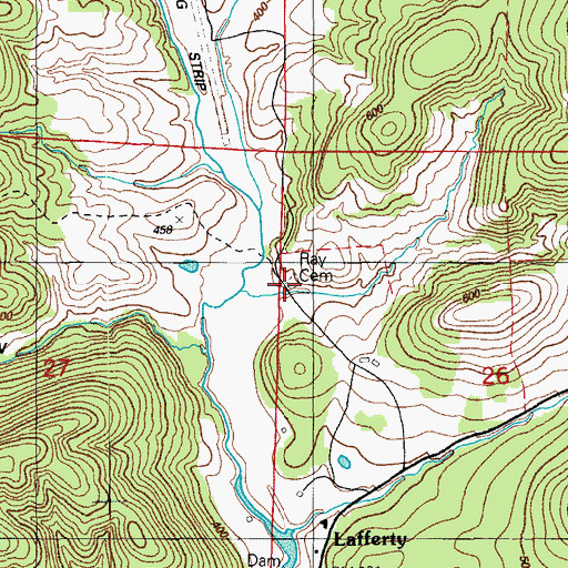 Topographic Map of Ray Cemetery, AR