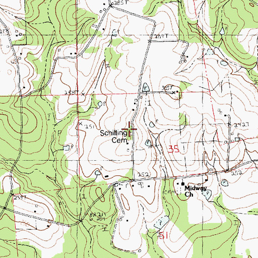 Topographic Map of Schilling Cemetery, LA
