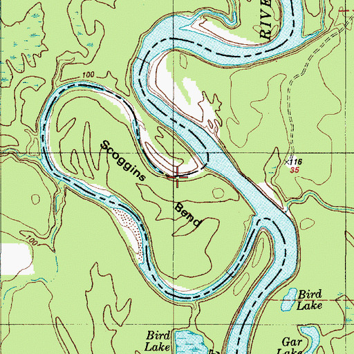 Topographic Map of Scoggins Bend, LA