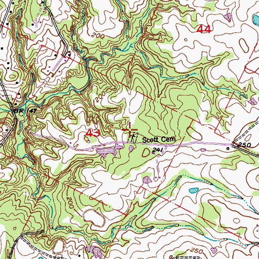 Topographic Map of Scott Cemetery, LA