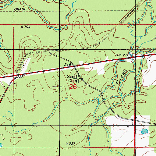Topographic Map of Scott Cemetery, LA