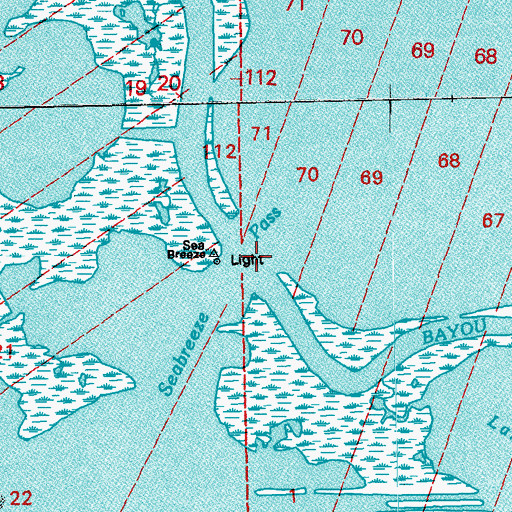 Topographic Map of Seabreeze Pass, LA