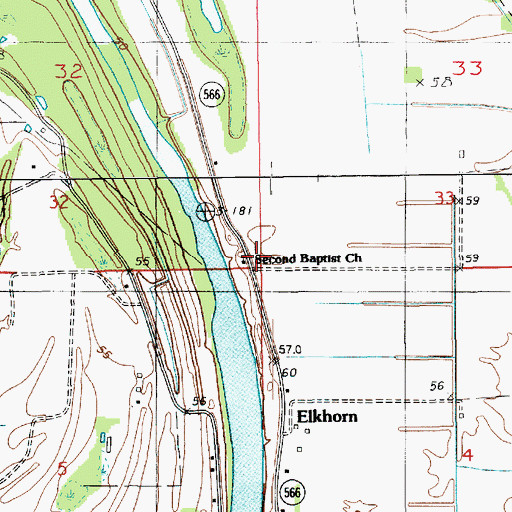 Topographic Map of Second Baptist Church, LA