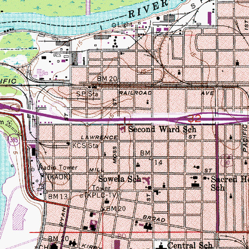 Topographic Map of Second Ward School, LA